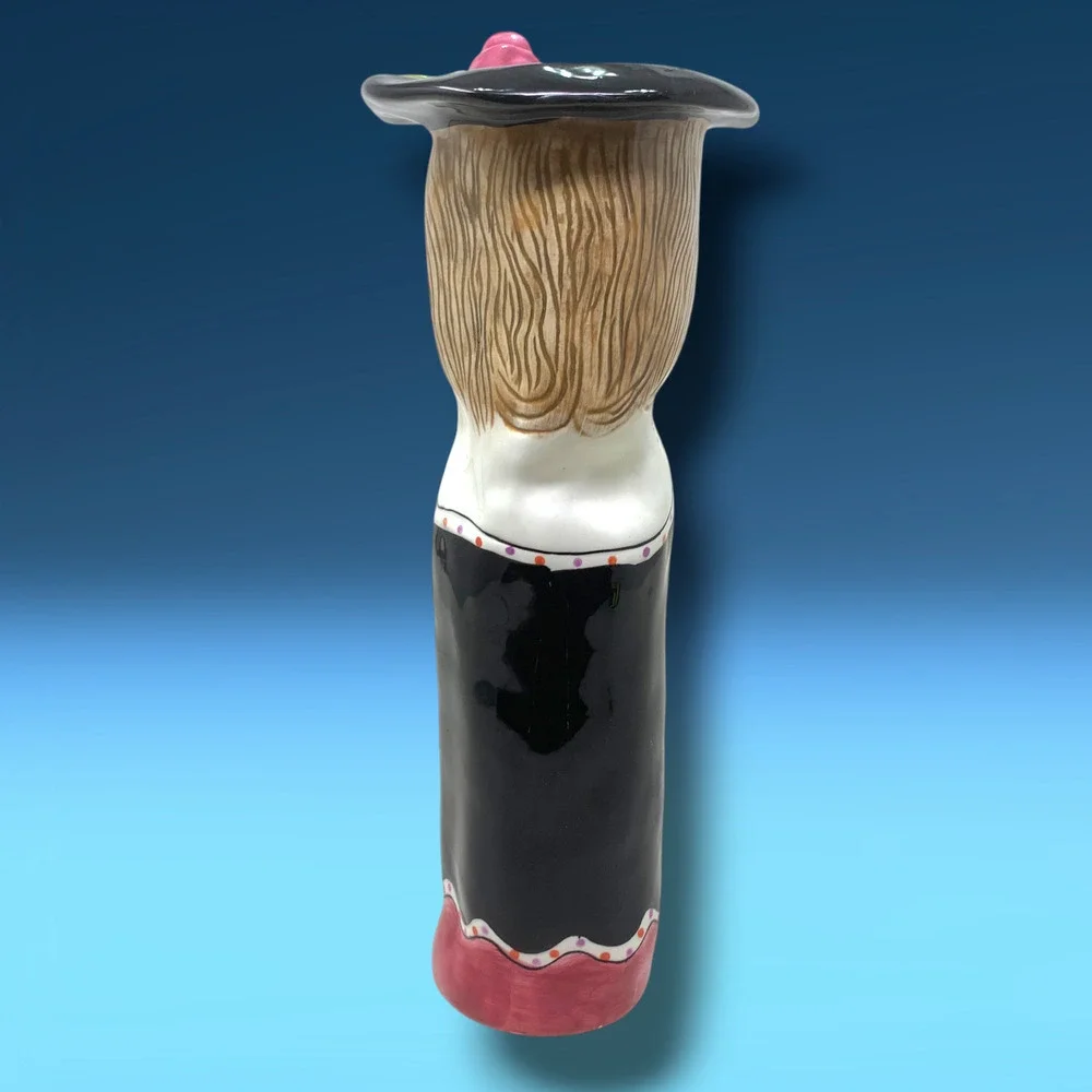 Vintage Susan Paley x Ganz Elizabeth Ceramic Vase Whimsical Hat Lady with Roses